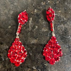 Jim Ball Red Pageant Prom Earrings